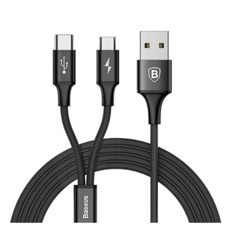 2IN1 CABLE MICRO/TYPEC 3A 1.2M BLACK