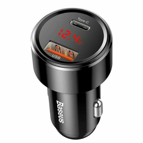 METAL PPS DUAL QC CAR CHARGER 45W GREY